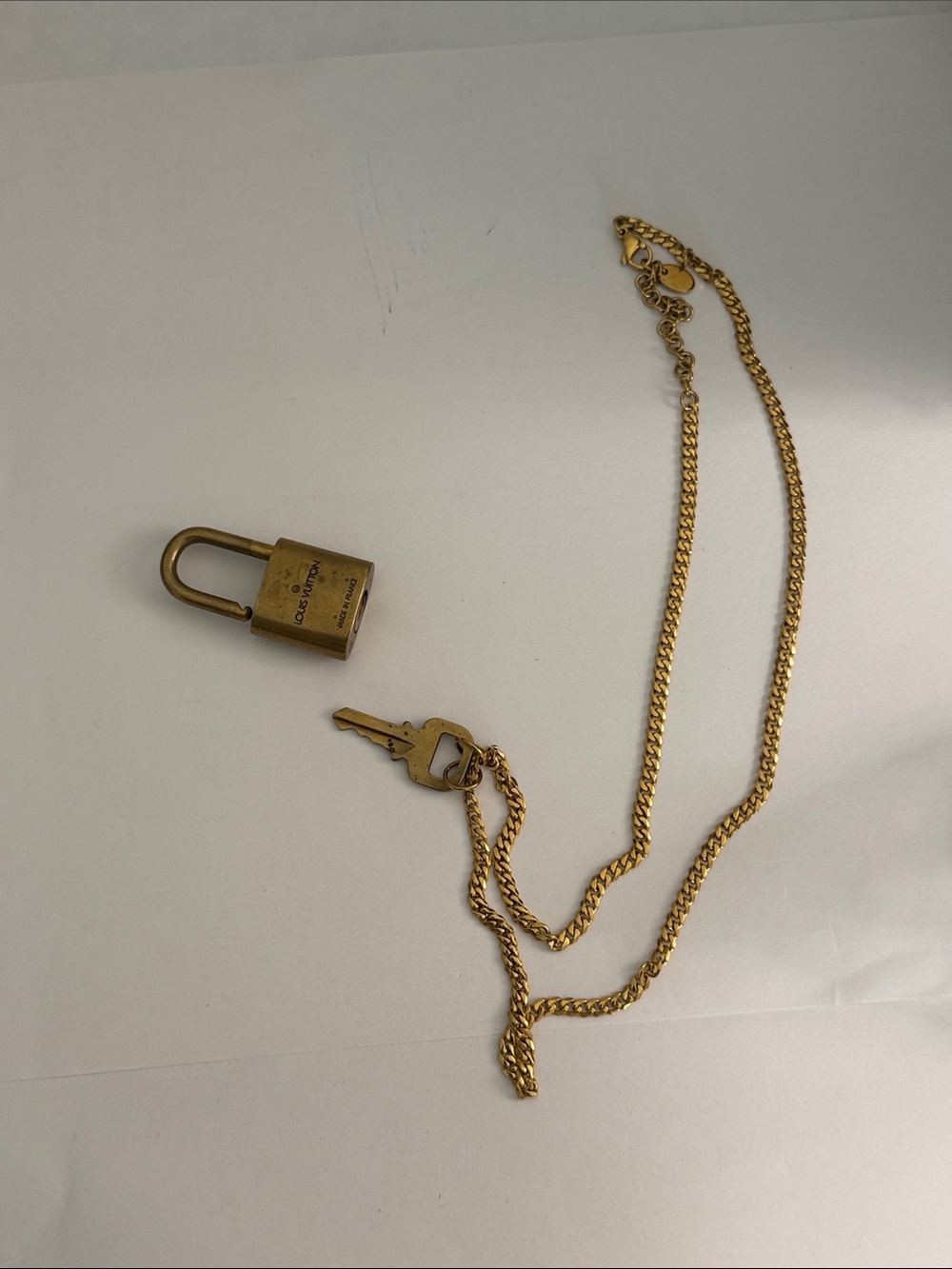 Louis Vuitton Gold-Tone Padlock & Key Necklace